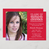 2012年の卒業の学校代表のクラス(赤い) 招待状 (正面/裏面)