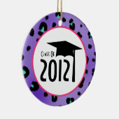 2012年の卒業の紫色のヒョウのプリントクラス セラミックオーナメント (右)