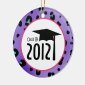 2012年の卒業の紫色のヒョウのプリントクラス セラミックオーナメント (左)
