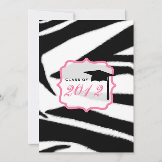 2012年の卒業生向けゼブラ·プリントとピンク·クラス 招待状 (正面)