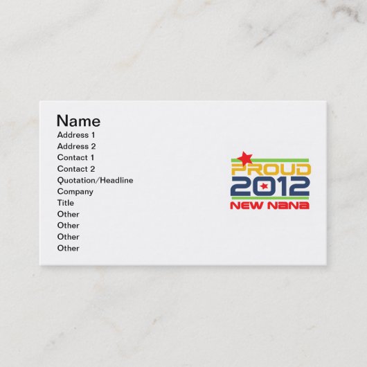 2012年の誇りを持ったなナナのTシャツおよびギフト 名刺 (正面)