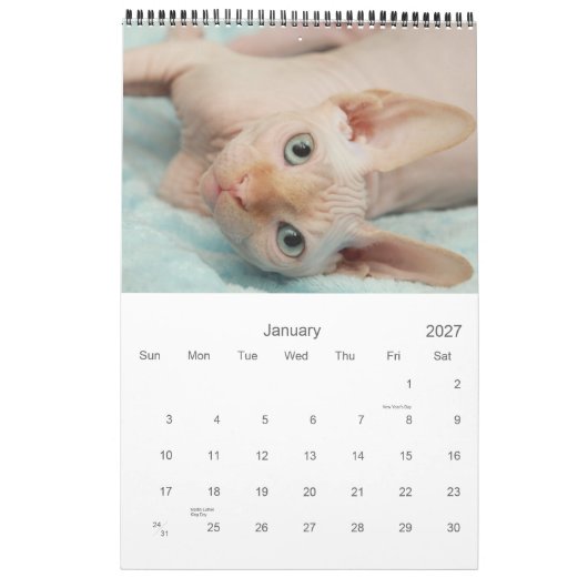 2012年のSphynxのカレンダー カレンダー (1月 2027)