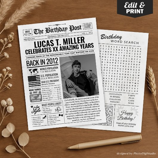 2012年カスタム新聞紙誕生日カード、トレンド シーズンカード