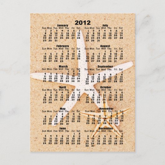 2012年カレンダー – ヒトデはがき ポストカード (正面)