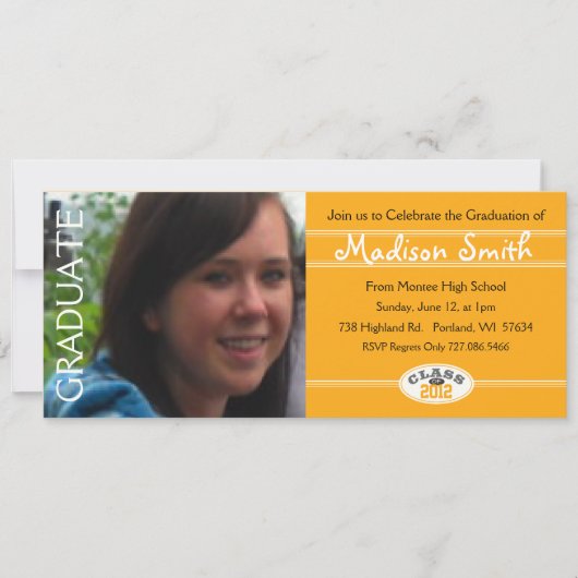 2012年卒業おもしろい金ゴールドパーティの招待状 招待状 (正面)