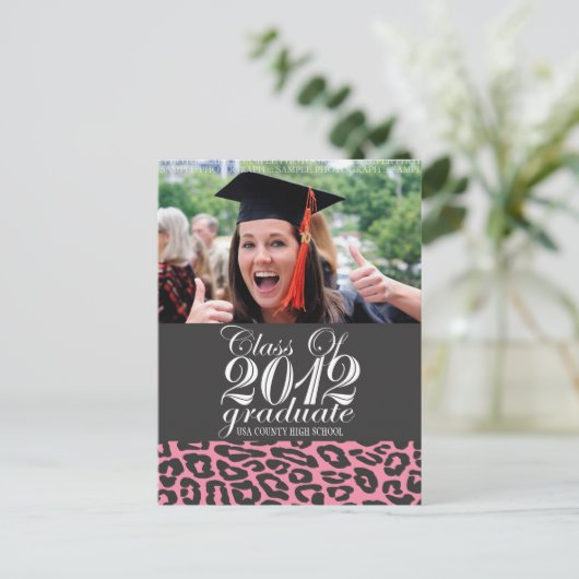 2012年卒業はがきのピンクヒョウのクラス 案内ポストカード (スタンド正面)