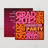 2012年卒業パーティー招待状 オレンジ ピンク 招待状 (正面/裏面)
