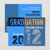 2012年卒業パーティー·グラフィック·ブルーの招待状 招待状 (正面/裏面)