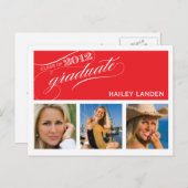 2012年卒業招待状はがき | レッド インビテーションポストカード (正面/裏面)