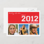 2012年卒業招待状はがき | レッド インビテーションポストカード (正面/裏面)