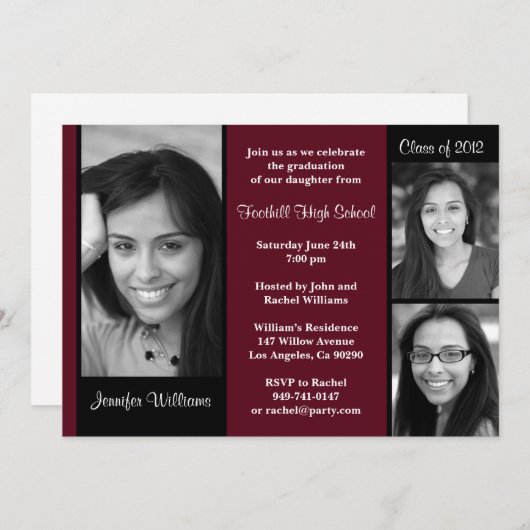 2012年卒業招待状クラス 招待状 (正面/裏面)