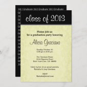 2012年卒業桃ダマスクテンプレート 招待状 (正面/裏面)