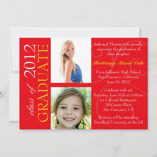 2012年卒業発表等 招待状 (正面)