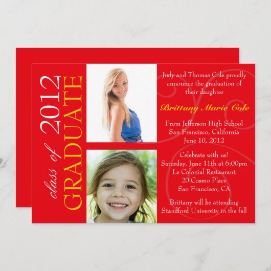 2012年卒業発表等 招待状 (正面/裏面)