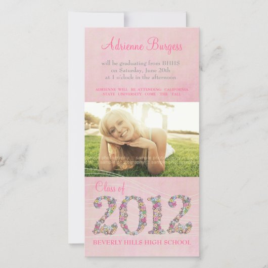 2012年夏季花ズクラス卒業フォトカード 案内状 (正面)