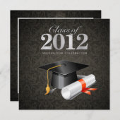 2012年度 ダマスク 卒業式招待状 招待状 (正面/裏面)