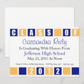 2012年招待状クラス(青/金ゴールドボックス) 招待状 (正面/裏面)