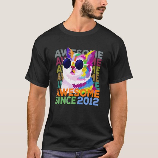 2012年生まれの凄いTシャツ ねこ好きさん 誕生日おめでとう Tシャツ (正面)