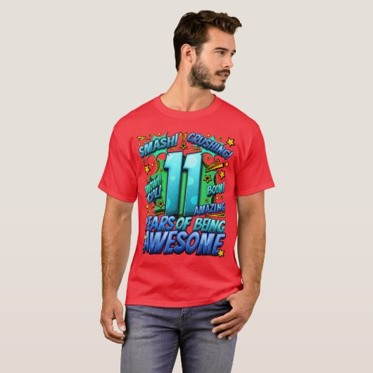 2012年生まれの11歳の誕生日おめでとう コミック風 Tシャツ (正面フル)