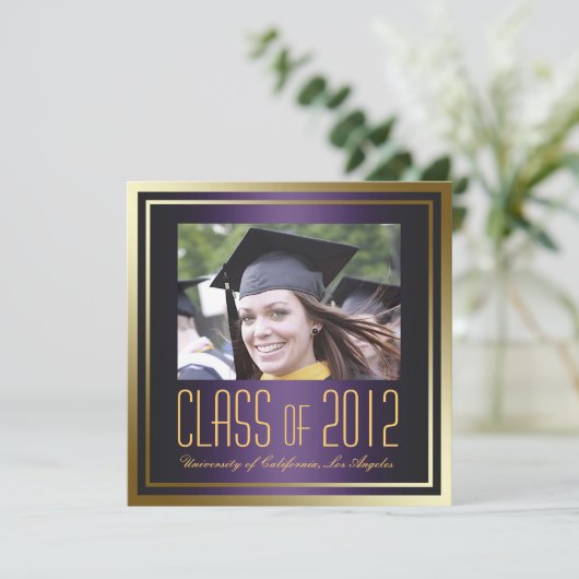 2012年紫と金ゴールド卒業招待状 招待状 (スタンド正面)