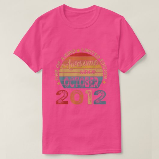 2012年10月以来10誕生日素晴らしギフト10 Tシャツ (デザイン正面)