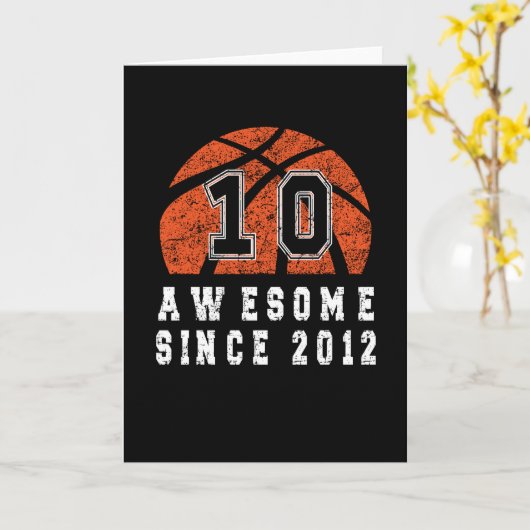 2012年10生まれ誕生日バスケットボール少年10年 カード (黄色い花)