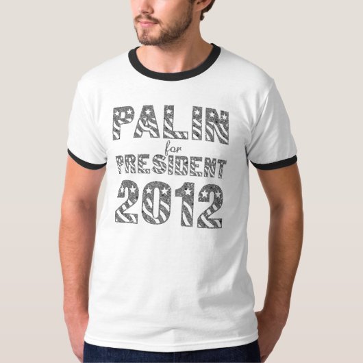 2012年 サラ・ペイリン大統領支持 メンズ リンガーTシャツ Tシャツ (正面)