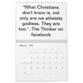 2012年: 思想家による無神論的な引用文の年 カレンダー (2月 2027)