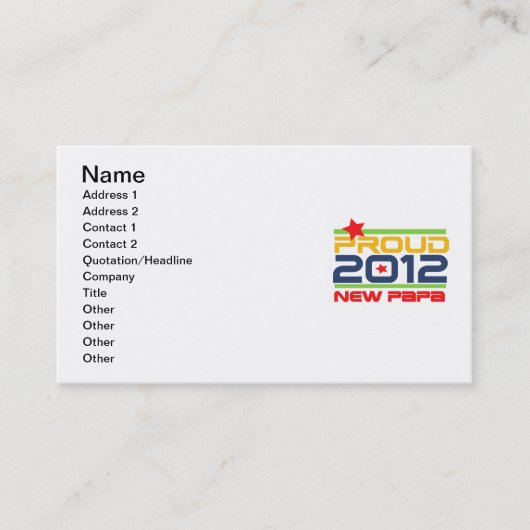 2012新誇りを持ったPapa Tシャツとギフト 名刺 (正面)