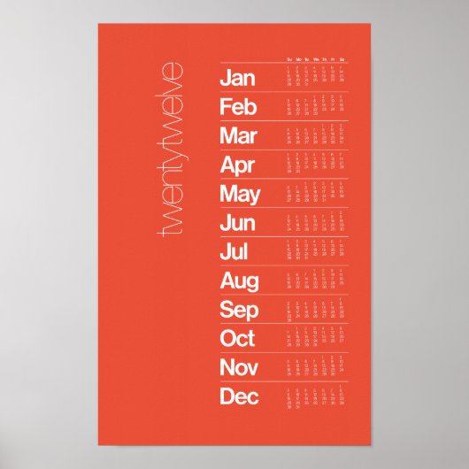2012 Calendar Poster – Helvetica Grid System ポスター (正面)