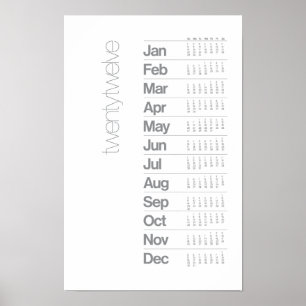 2012 Calendar Poster - Helvetica Grid System ポスター
