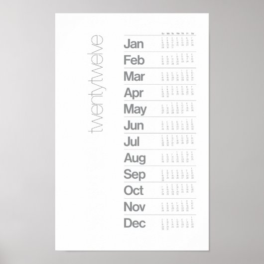 2012 Calendar Poster - Helvetica Grid System ポスター (正面)