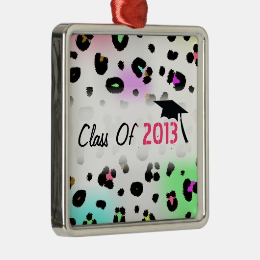2013のエアブラシのネオンのヒョウの卒業のクラス メタルオーナメント (右)