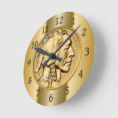 2013アメリカンバッファロー金ゴールドコイン~先住民アメリカン ラウンド壁時計 (傾斜)