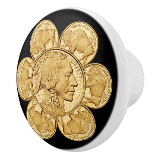 2013インディアン~アメリカンバッファロー~金ゴールドコイン~ * ~ セラミックノブ (右)
