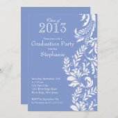 2013エレガント年卒業パーティーのブルーホワイトクラス 招待状 (正面/裏面)