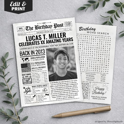 2013カスタム年新聞紙誕生日カードのトレンド シーズンカード