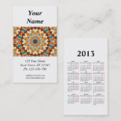 2013カレンダーが付いている万華鏡のように千変万化するパターンの名刺 名刺 (正面/裏面)