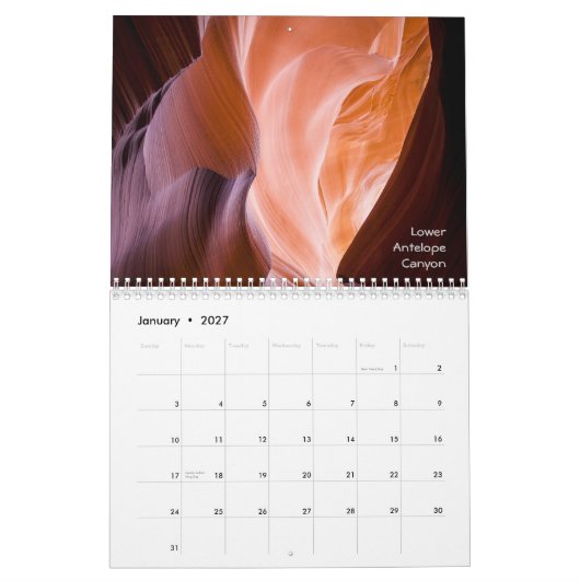 2013カレンダー-アリゾナの場面 カレンダー (1月 2027)