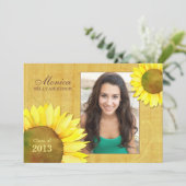 2013カードのヒマワリの女の子の写真の卒業のクラス 招待状 (スタンド正面)