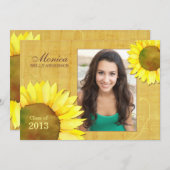 2013カードのヒマワリの女の子の写真の卒業のクラス 招待状 (正面/裏面)