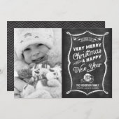 2013チャルクボードタイポグラフィクリスマスフラットカード シーズンカード (正面/裏面)