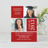 2013フォト卒業招待状赤と白 招待状 (スタンド正面)