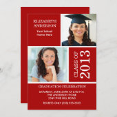 2013フォト卒業招待状赤と白 招待状 (正面/裏面)