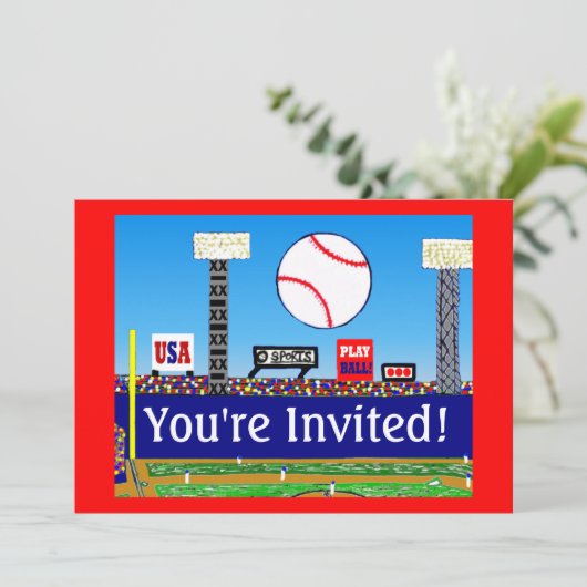 2013人の子供のスポーツの野球の誕生日のパーティの招待状 招待状 (スタンド正面)