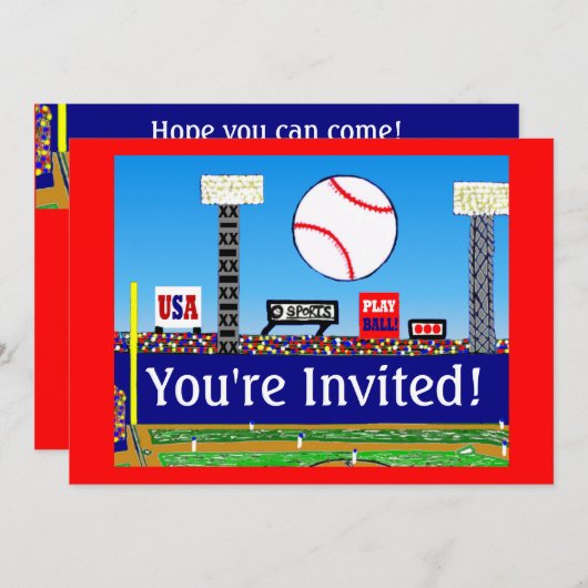 2013人の子供のスポーツの野球の誕生日のパーティの招待状 招待状 (正面/裏面)