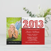 2013匹の赤い卒業のパーティの招待状のクラス 招待状 (スタンド正面)