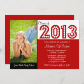 2013匹の赤い卒業のパーティの招待状のクラス 招待状 (正面/裏面)