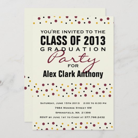 2013卒業おもしろいパーティの招待状 招待状 (正面/裏面)