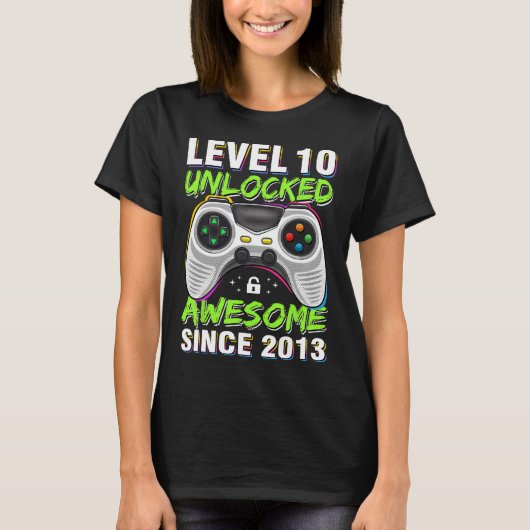 2013年から10年、最高のロック解除 10周年記念すごいゲーミング Tシャツ (正面)